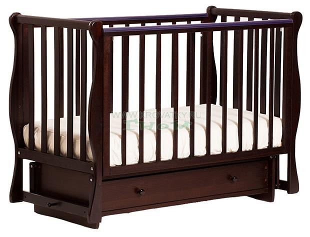 Кроватка БИ 40.2 "Кубаночка-4" с ящиком маятник поперечного качания, орех темный Кроватка БИ 40.2 "Кубаночка-4" с ящиком маятник поперечного качания, орех темный