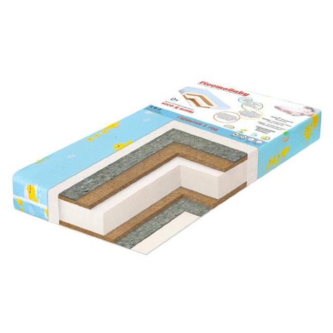 Детский матрас PLOOMABABY PLOOMA BICO 5 BiHBi 120х60х10 бязь/бикокос/холлкон/бикокос/FreeAir/войлок Детский матрас PLOOMABABY PLOOMA BICO 5 BiHBi 120х60х10 бязь/бикокос/холлкон/бикокос/FreeAir/войлок